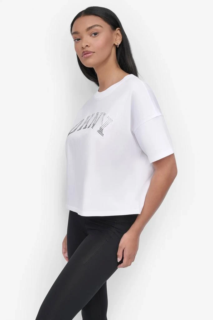 DKNY CROPPED OMBRÉ CRYSTAL LOGO TEE 3