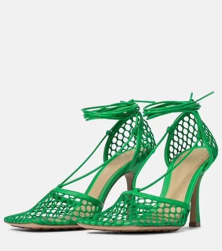 Bottega Veneta Stretch leather-trimmed mesh pumps 5