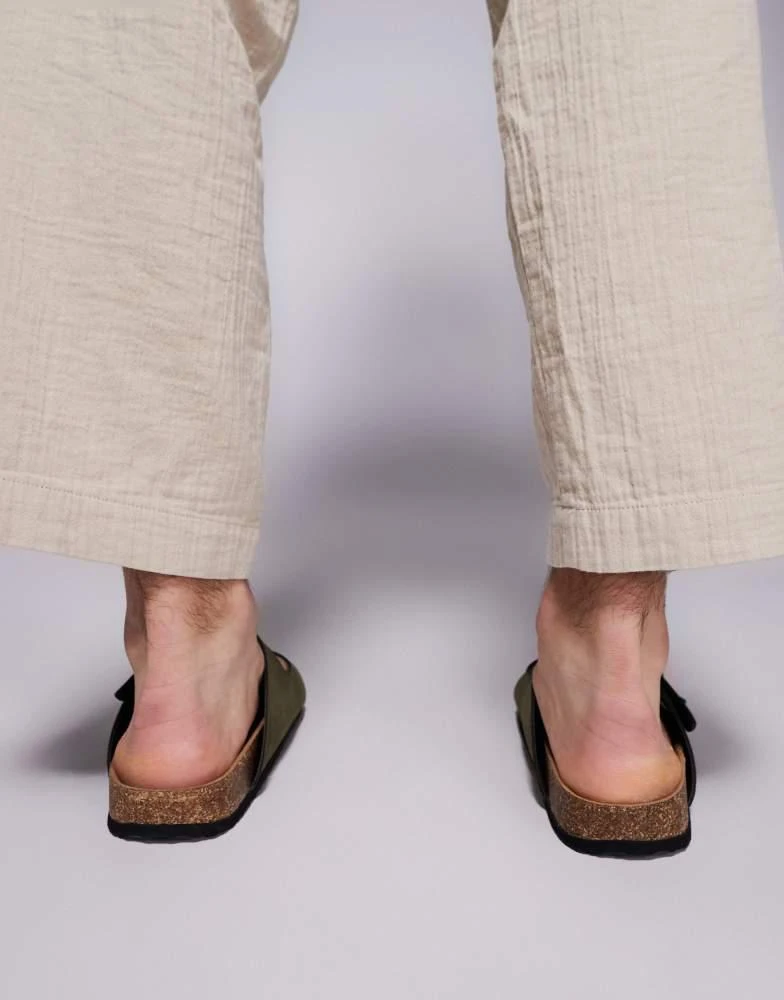ASOS ASOS DESIGN two strap sandals in khaki with cork sole 2