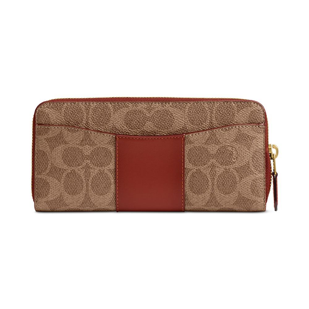 COACH Essential Signature Canvas Slim Accordion Zip Wallet