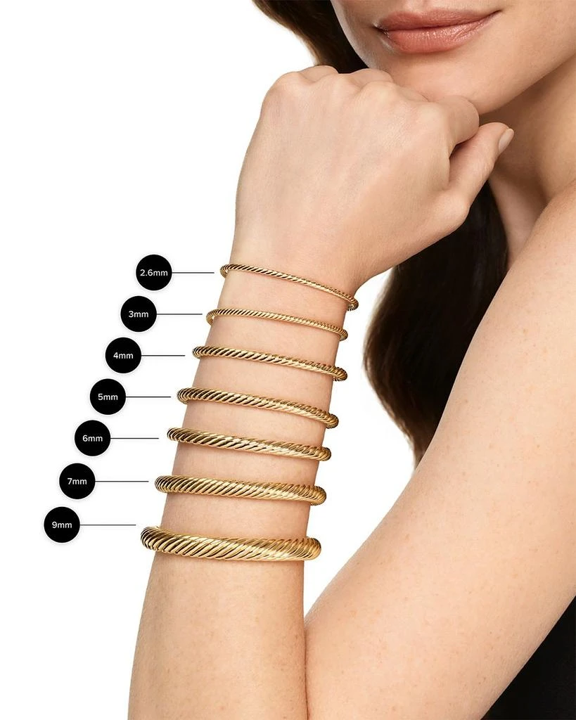 David Yurman Micro Cablespira® Flex Bracelet in 18K Yellow Gold with Blue Sapphires, 2.6mm 6