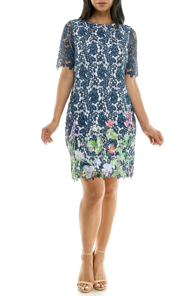 Floral Border Elbow Sleeve Lace Sheath Dress  On Sale Now with Up to 60%  Off | Discover Exclusive Deals & Savings at BeyondStyle  Authentic Nina  Leonard women|dresses|clothing|dress|female with Limited-Time Discounts,