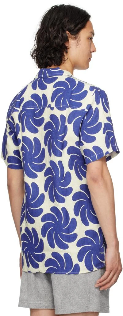 OAS Blue & Off-White Nebula Cuba Linen Shirt 3