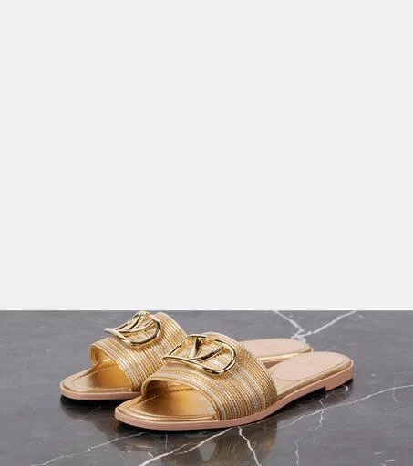 Valentino VLogo Signature metallic leather sandals 4