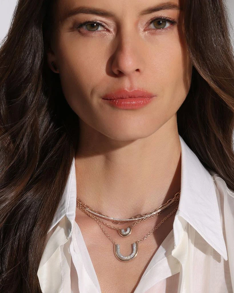 Walters Faith 18K Rose Gold Diamond Curved Bar Necklace, 15" 4