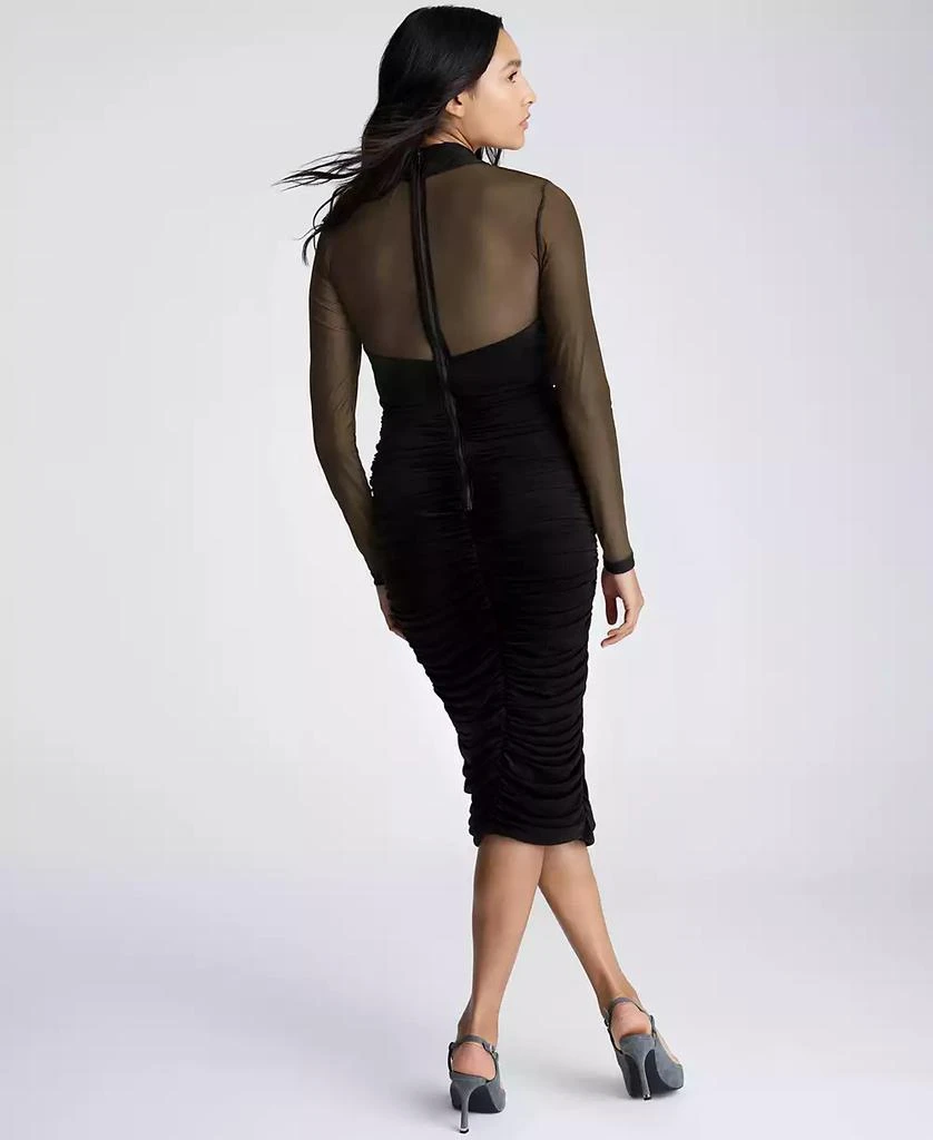 Kenneth Cole Women's Long Sleeve Side Ruched Mesh Dress 2