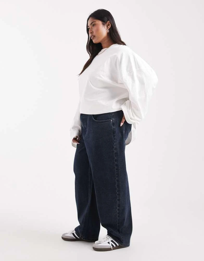 ASOS ASOS DESIGN Curve slim barrel jeans in blue black 3