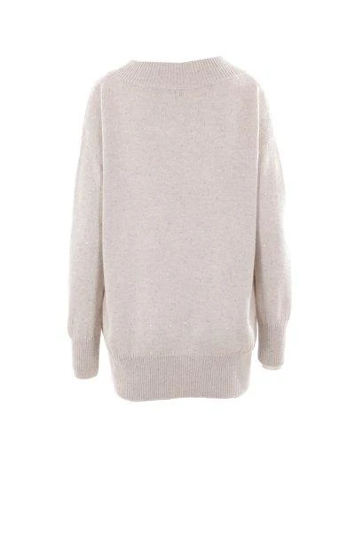 Brunello Cucinelli Brunello Cucinelli V-Neck Sequin Embellished Knitted Jumper 2