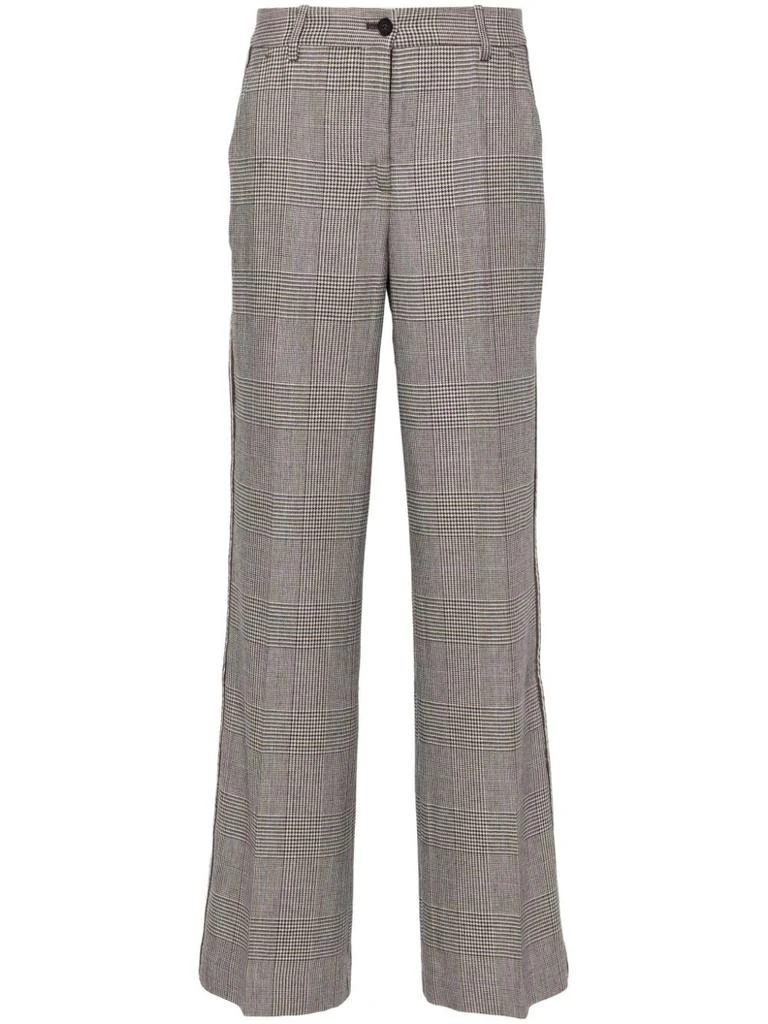 Parosh BROWN HOUNDSTOOTH TROUSERS WITH STRIPES 1