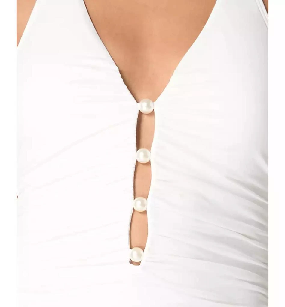 Carmen Marc Valvo Women's Beaded Plunging-Neck Swimsuit 3