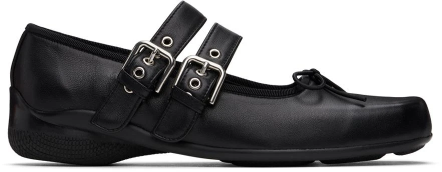 OPEN YY Black Buckle Ballerina Flats 1