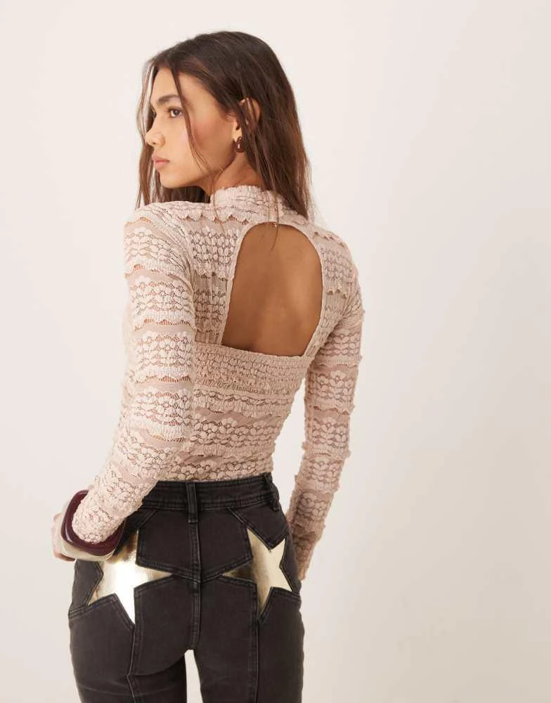 Free People Free People angelina lace bodysuit in neutral 2