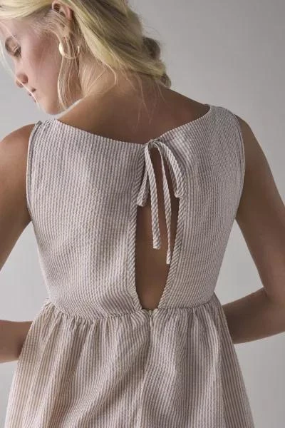 Daisy Street Daisy Street Seersucker Keyhole Tie-Back Smock Mini Dress 2