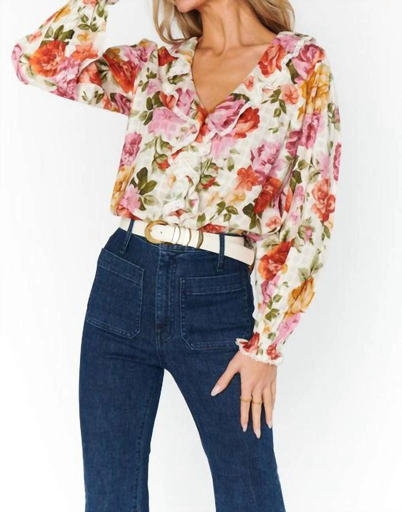Show Me Your Mumu Floral Blouse In White 1