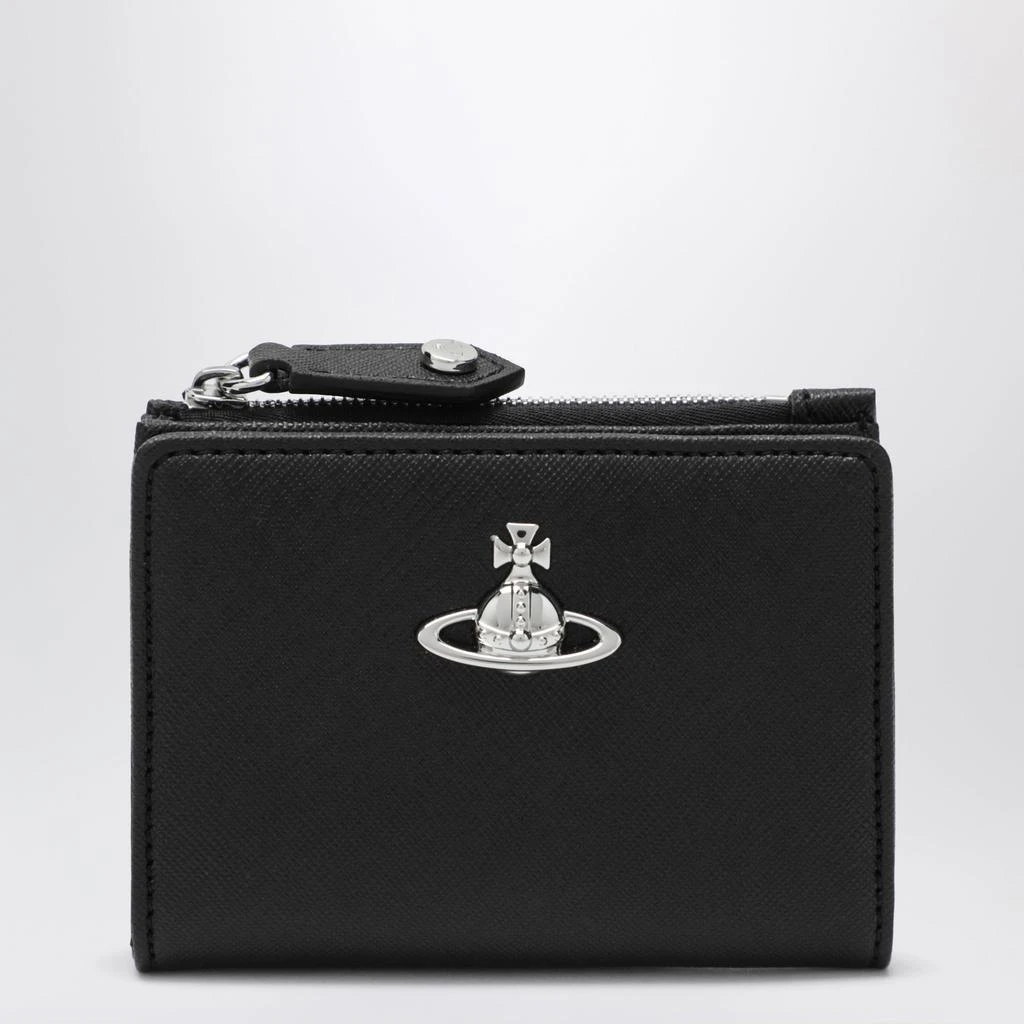 Vivienne Westwood Small black leather wallet with Orb logo 