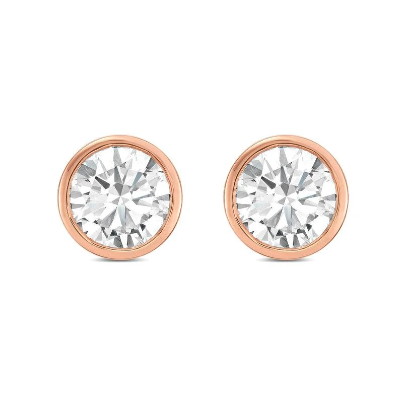 Diana M Jewels 14KT ROSE GOLD LAB GROWN ROUND STUDS IN A BEZEL SETTING WEIGHING 1.00 CTS TW