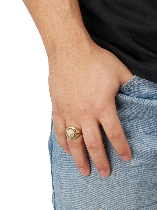 Saks Fifth Avenue 14K Yellow Gold & Black Rhodium Plated Lion Head Signet Ring 4