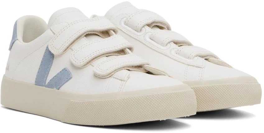 Veja White & Blue Recife Leather Sneakers 4