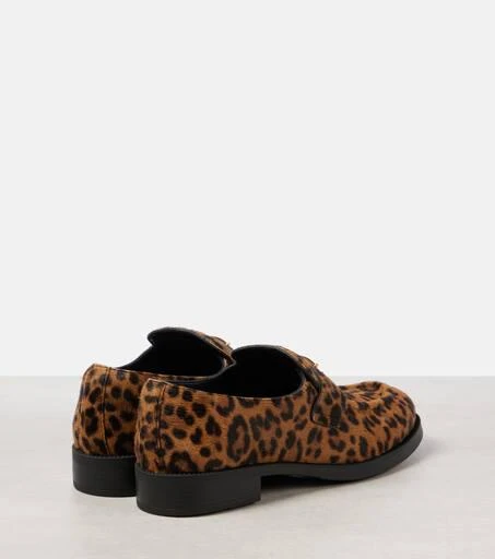 Prada Logo leopard-print calf hair loafers 3
