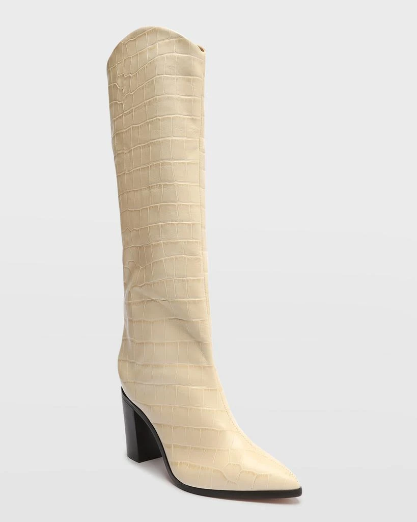 Schutz Analeah Croc-Embossed Knee-High Boots 2