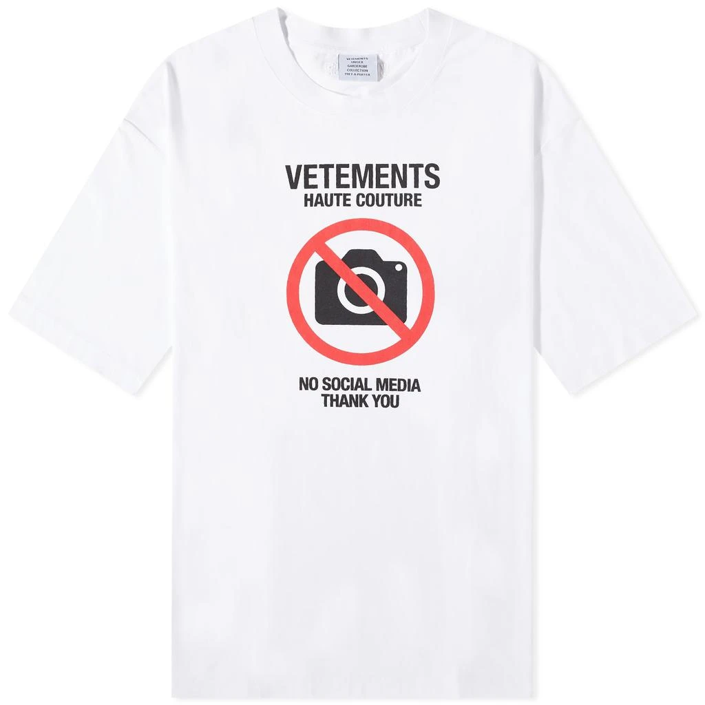 Vetements VETEMENTS No Social Media Couture T-Shirt