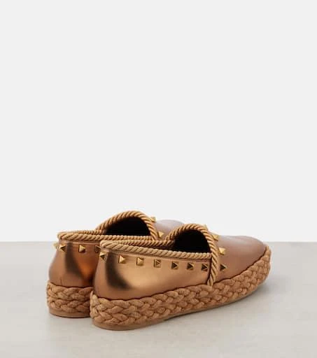 Valentino Rockstud metallic leather espadrilles 2