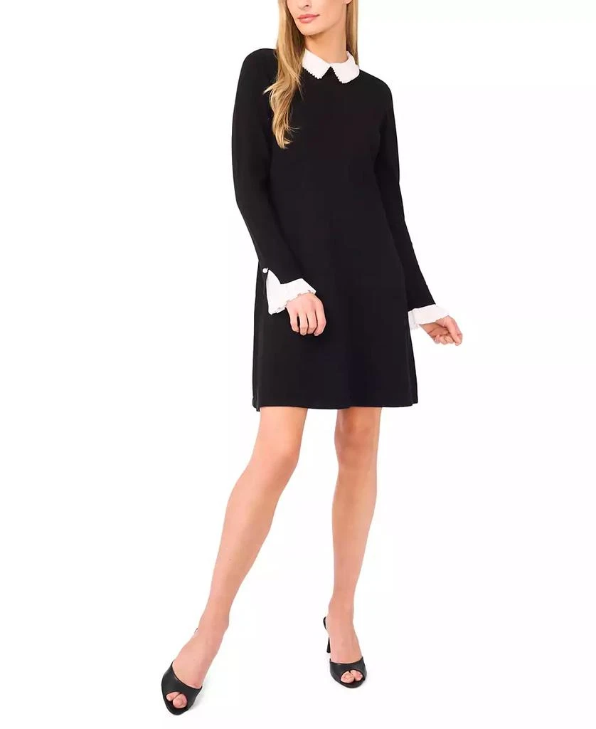 CeCe Women's Woven Collar Sweater Dress 1