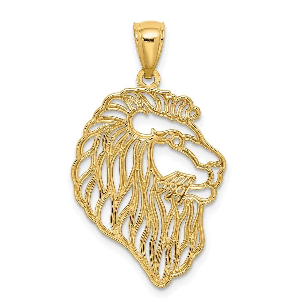 Diamond2Deal 10k Yellow Gold Diamond-Cut Lion Profile Pendant 3