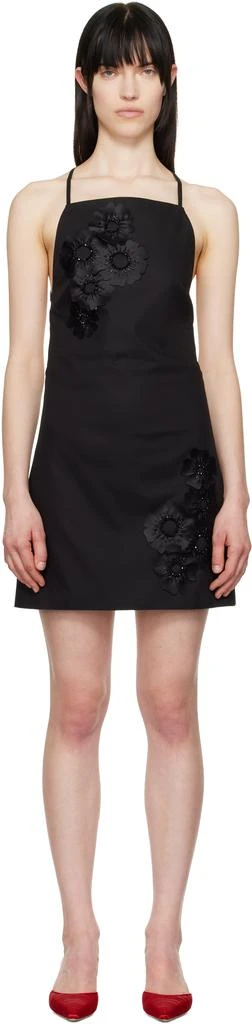 MSGM Black Floral Appliqué Minidress 1