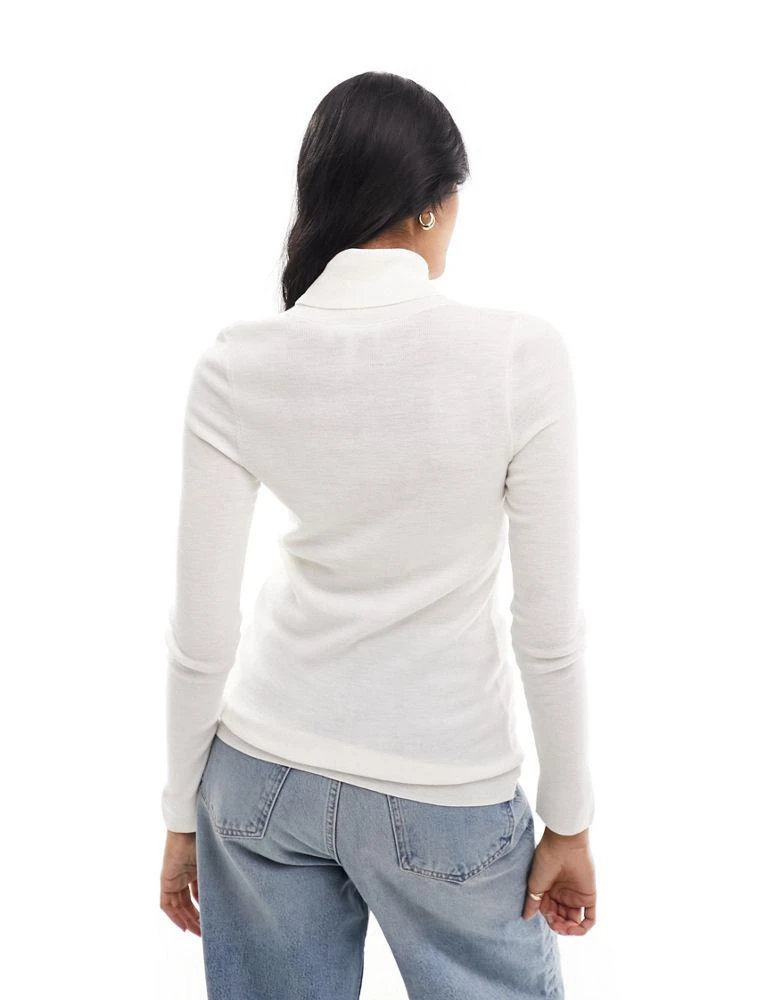 & Other Stories & Other Stories merino wool sheer high neck knitted top in off white 3
