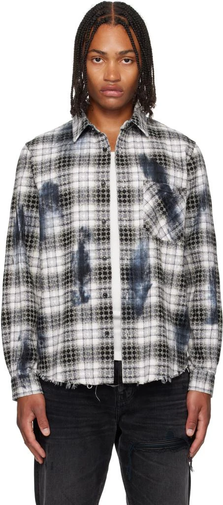 AMIRI Black 
White MA Quad Bleach Flannel Shirt 1