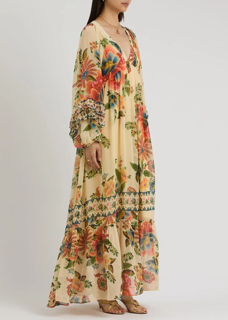 Farm Rio Delicate Garden printed chiffon maxi dress  2