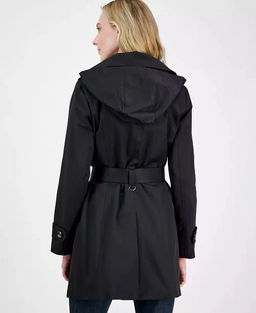 London Fog Petite Single-Breasted Hooded Belted Trench Coat 2