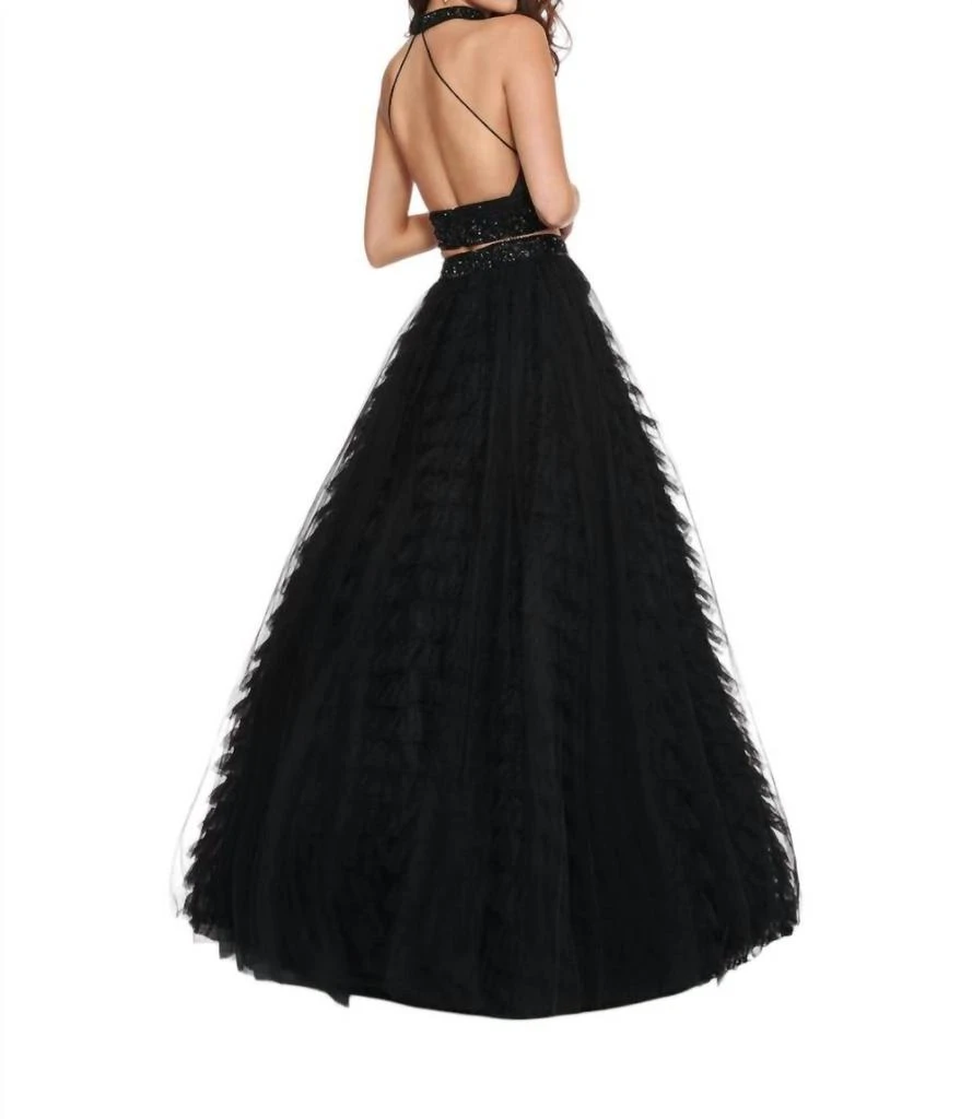Two Piece Halter Ballgown Ruffles Dress With Choker In Black  On Sale Now  with Up to 48% Off | Discover Exclusive Deals & Savings at BeyondStyle   Authentic RACHEL ALLAN women|dresses|clothing