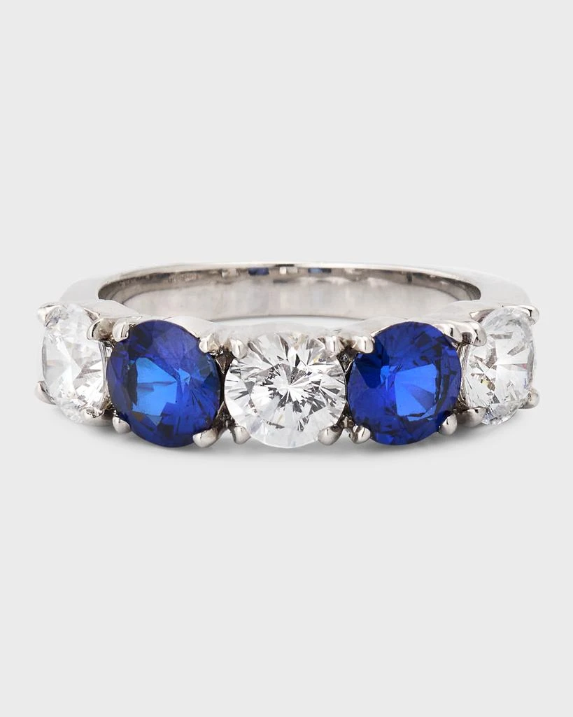Fantasia by DeSerio Alternating Sapphire and Cubic Zirconia Half Eternity Band