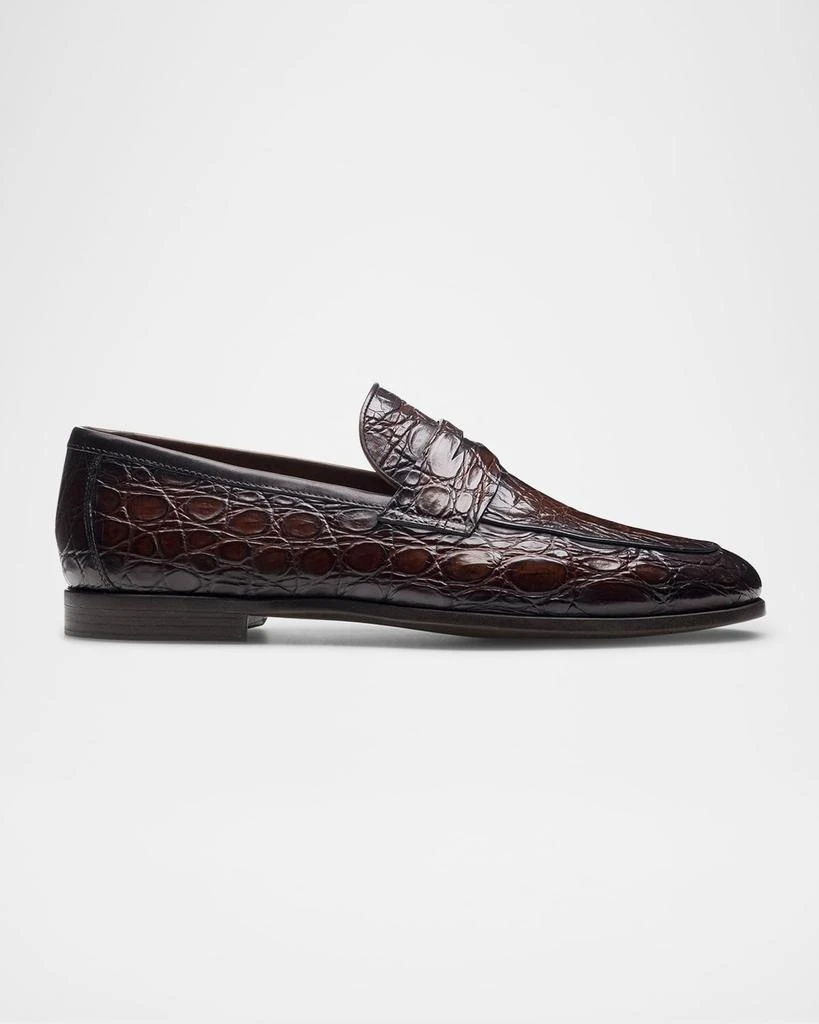 Magnanni Men's Vicente Croc Leather Penny Loafers 1