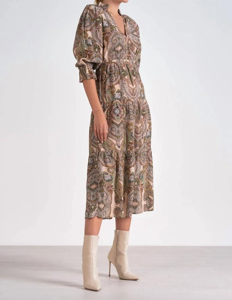 Elan Elan - Three-quarter Sleeve Midi Dress 2