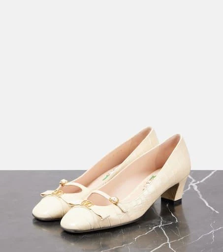 Valentino Bowow 45 croc-effect leather pumps 4