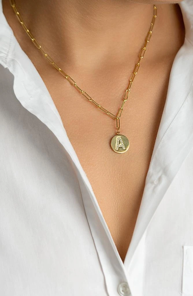 ADORNIA 14K Gold Plated Pavé Initial Pendant Necklace 3