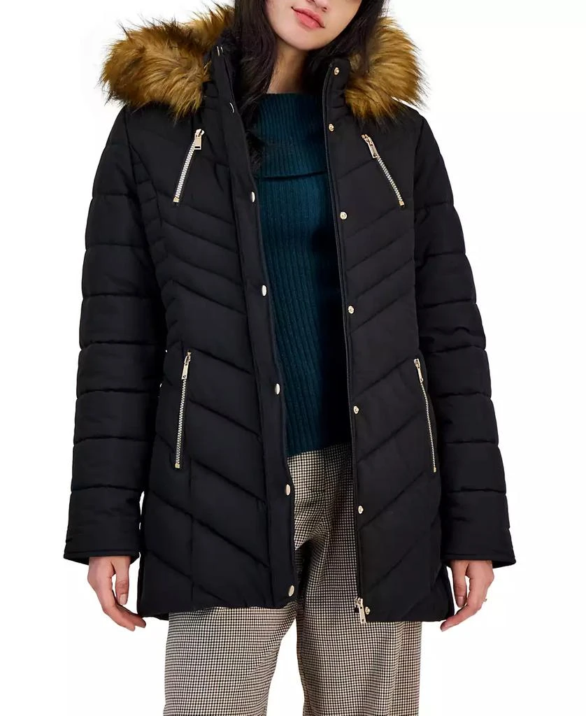 Maralyn & Me Women's Faux-Fur-Trim Hooded Puffer Coat, Created for Macy's 1