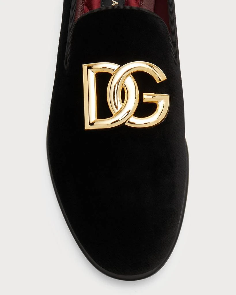 Dolce & Gabbana Men's Logo Velvet Dress Loafers 5