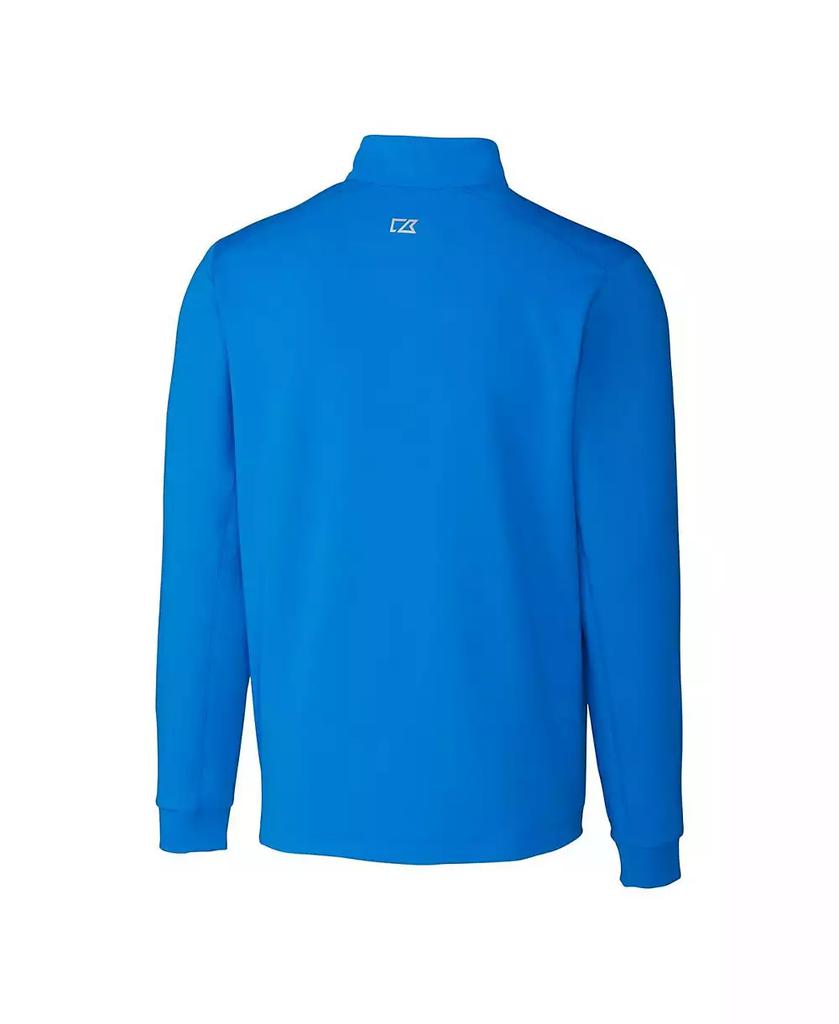 Cutter & Buck Men's Blue Detroit Lions Throwback Logo Traverse Stretch Quarter-Zip Pullover Top