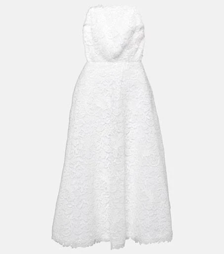 Carolina Herrera Strapless floral lace midi dress 1