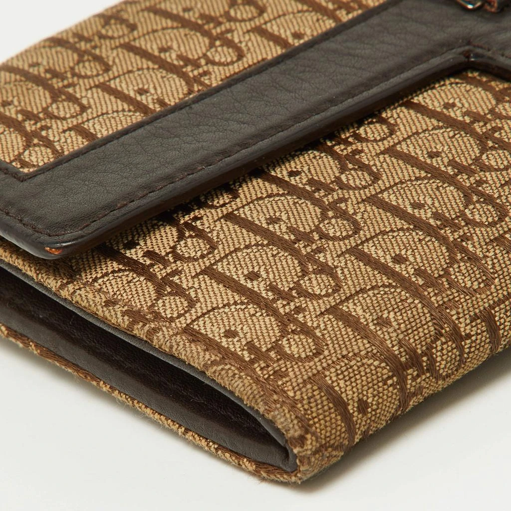 Dior Dior Beige/Brown Oblique Canvas and Leather Flap Continental Wallet 10