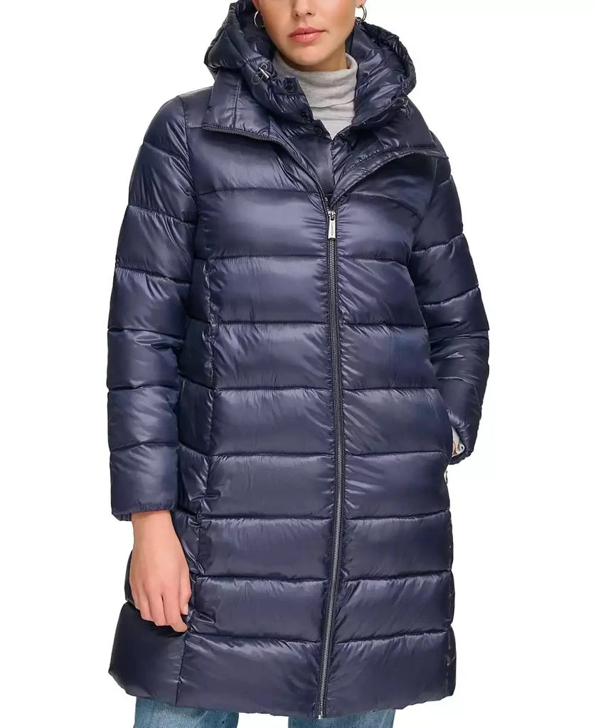 Calvin Klein Women
s Shine Bibbed Hooded Packable Puffer Coat, Created for Macy
s