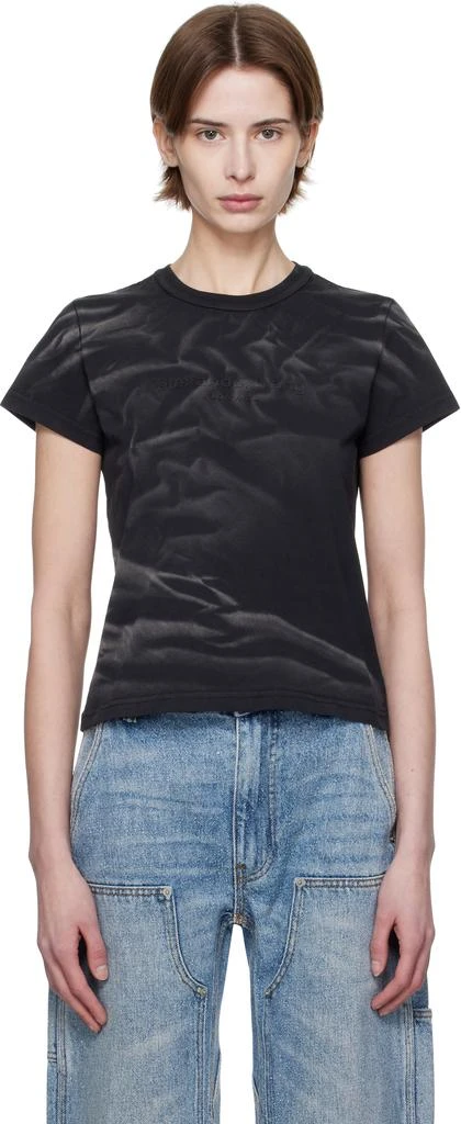 Alexander Wang Black Distressed Logo Shrunken T-shirt