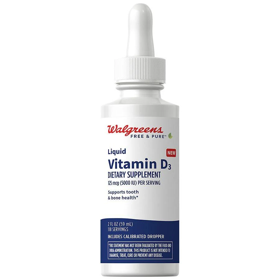Walgreens Free & Pure Vitamin D3 125 mcg (5000 IU) Liquid (100 days) 1