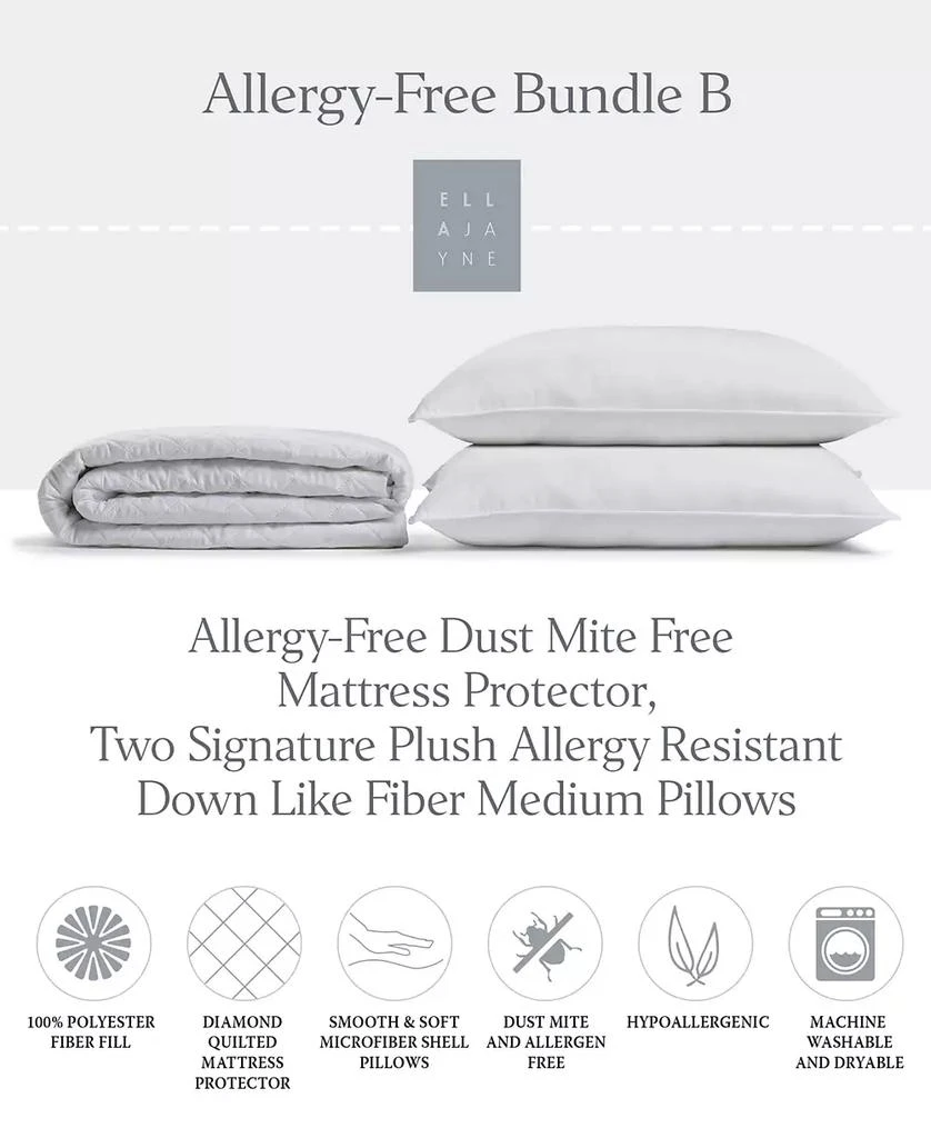 Ella Jayne Signature Plush Allergy Free 3-Pc. Pillows and Mattress Pad Bundle 3