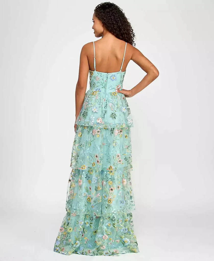 City Studios Juniors' Ruffled Embroidered Tiered Gown, Created for Macy's 4