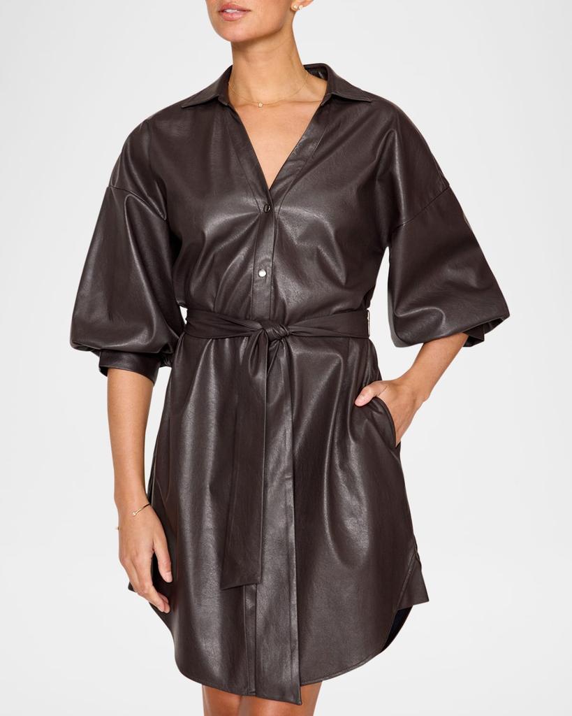 Brochu Walker Kate Belted Vegan Leather Mini Shirtdress